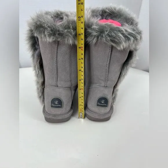 Bearpaw Cora 2664W Women’s Mid Calf Cow Suede Upper Faux Outside Fur Gray Size 8