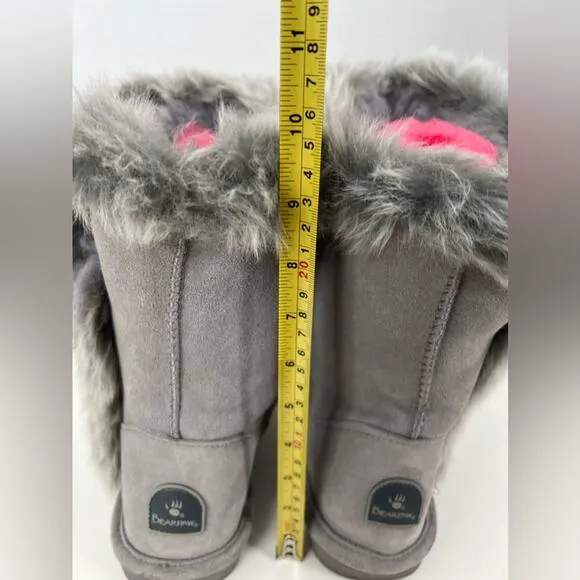 Bearpaw Cora 2664W Women’s Mid Calf Cow Suede Upper Faux Outside Fur Gray Size 8