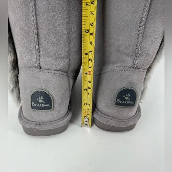 Bearpaw Cora 2664W Women’s Mid Calf Cow Suede Upper Faux Outside Fur Gray Size 8