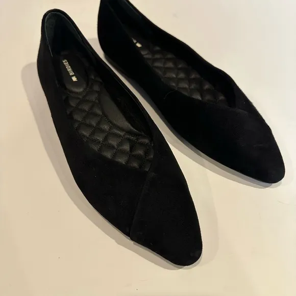 Birdies The Goldfinch Suede Black Flat Shoes