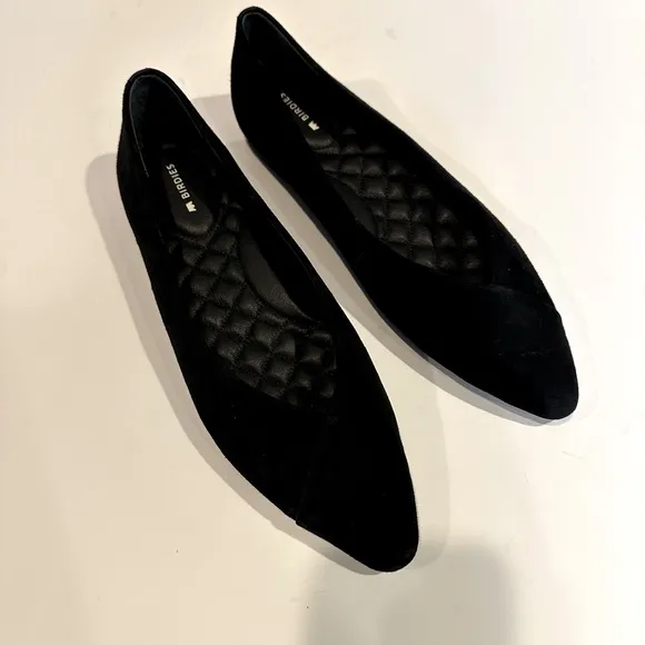 Birdies The Goldfinch Suede Black Flat Shoes