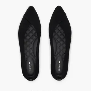 Birdies The Goldfinch Suede Black Flat Shoes