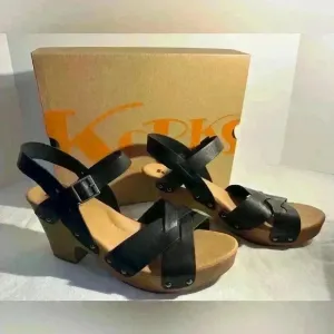 Black Leather Sandals by Korks Size 11