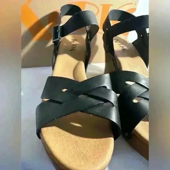 Black Leather Sandals by Korks Size 11
