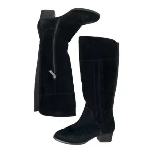 BLONDO Nestle Boots Knee High Suede Ruffle Fringe Black Riding Waterproof 7.5