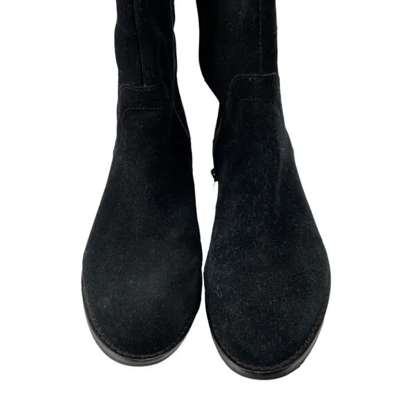 BLONDO Nestle Boots Knee High Suede Ruffle Fringe Black Riding Waterproof 7.5