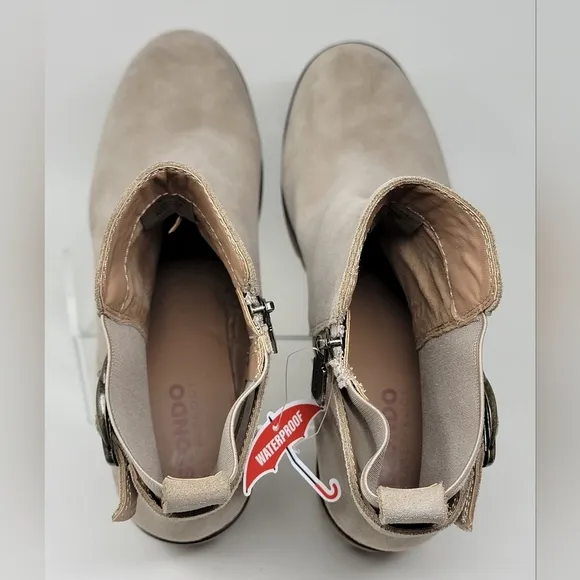 BLONDO Waterproof Dahlia Cream Suede Ankle Boots Buckle Women's Size 11 New