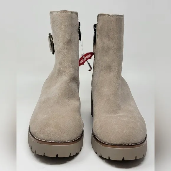 BLONDO Waterproof Dahlia Cream Suede Ankle Boots Buckle Women's Size 11 New
