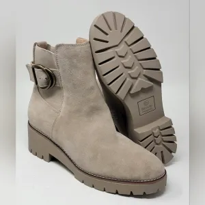 BLONDO Waterproof Dahlia Cream Suede Ankle Boots Buckle Women's Size 11 New