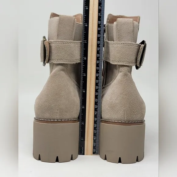 BLONDO Waterproof Dahlia Cream Suede Ankle Boots Buckle Women's Size 11 New