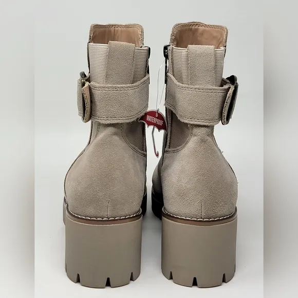 BLONDO Waterproof Dahlia Cream Suede Ankle Boots Buckle Women's Size 11 New