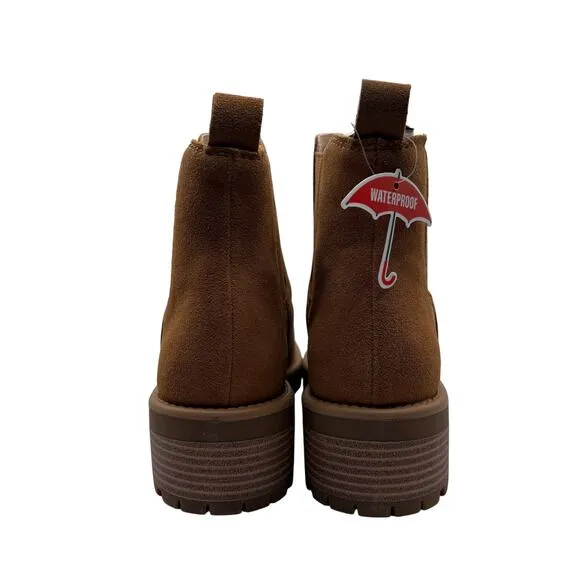 Blondo Waterproof Suede Cognac Sue Mayes Ankle Chelsea Boots Booties SZ 6.5
