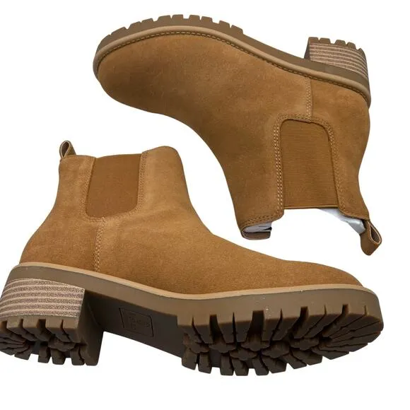 Blondo Waterproof Suede Cognac Sue Mayes Ankle Chelsea Boots Booties SZ 6.5