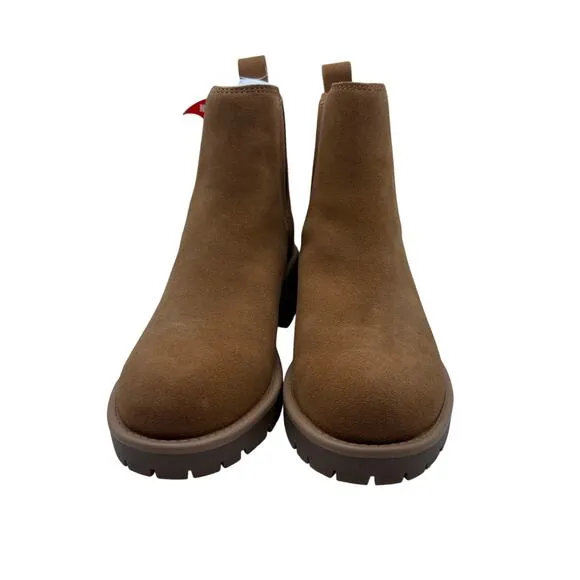 Blondo Waterproof Suede Cognac Sue Mayes Ankle Chelsea Boots Booties SZ 6.5