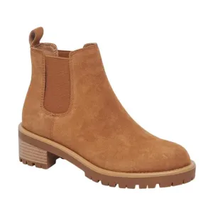 Blondo Waterproof Suede Cognac Sue Mayes Ankle Chelsea Boots Booties SZ 6.5