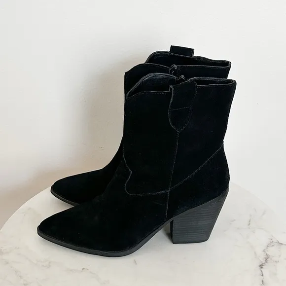 Blondo Wayde Waterproof Suede Leather Western Boots Black Size 9.5 NWT