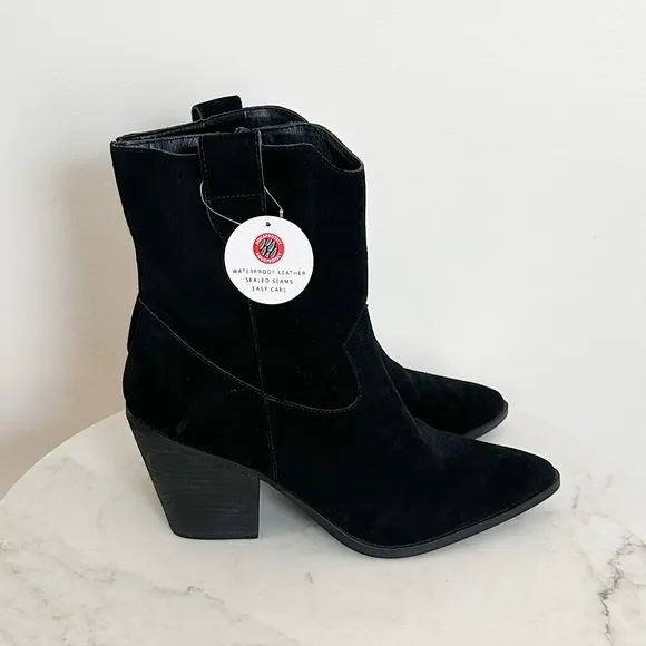 Blondo Wayde Waterproof Suede Leather Western Boots Black Size 9.5 NWT