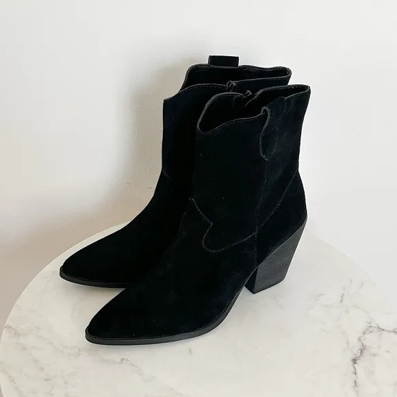 Blondo Wayde Waterproof Suede Leather Western Boots Black Size 9.5 NWT