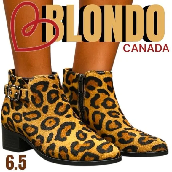 Blondo Women's Animal Print Tami Waterproof Boots Bootie Brown &amp; Black Size 6.5M