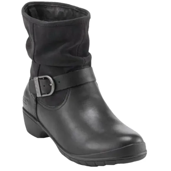 Bogs Cassie Low black leathers waterproof rain boots.