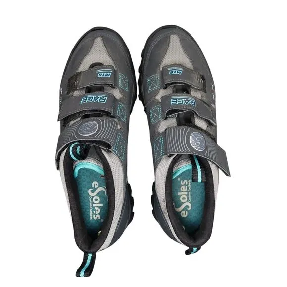 Bontrager Shoes Women 9.5 Cycling Race MTB Inform 3 Strap eSoles Spinning Grey