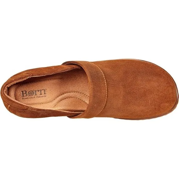 Born Bailie Clog Brown Leather Suede Women’s Comfortable Shoes size 8.5 40