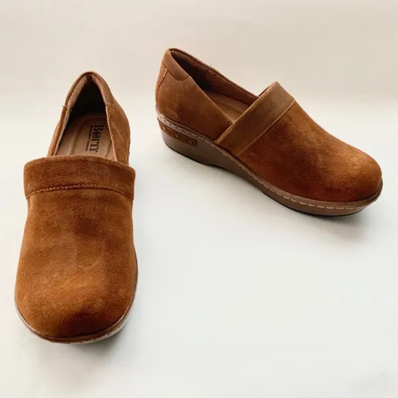 Born Bailie Clog Brown Leather Suede Women’s Comfortable Shoes size 8.5 40