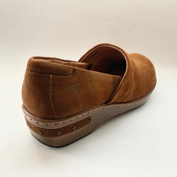 Born Bailie Clog Brown Leather Suede Women’s Comfortable Shoes size 8.5 40