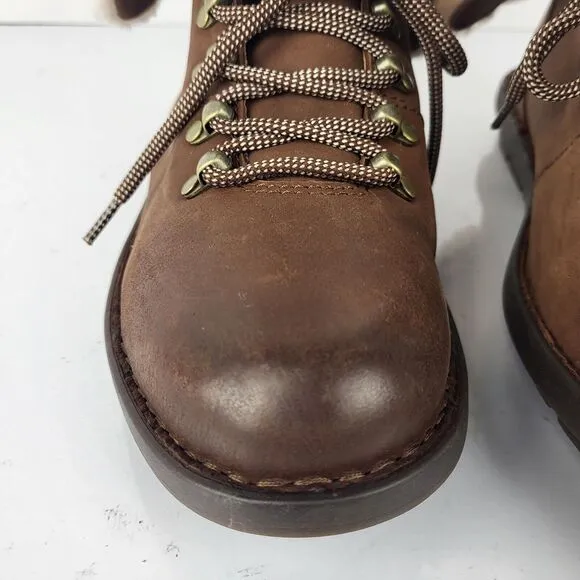 Born Blaine Shearling waterproof Ankle Boots Brown Leather Size 8 M