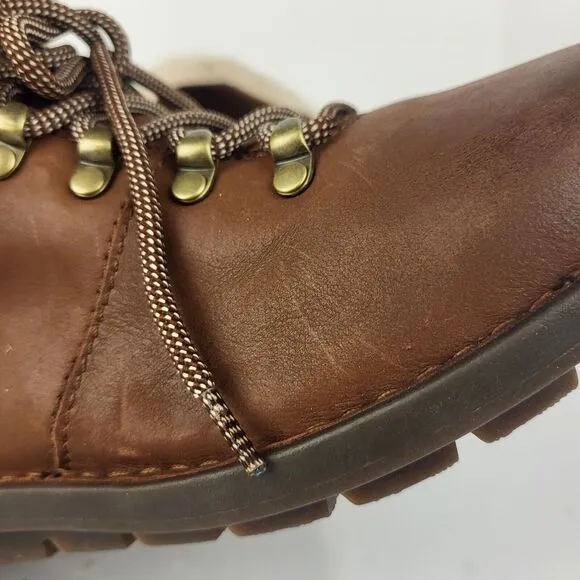 Born Blaine Shearling waterproof Ankle Boots Brown Leather Size 8 M
