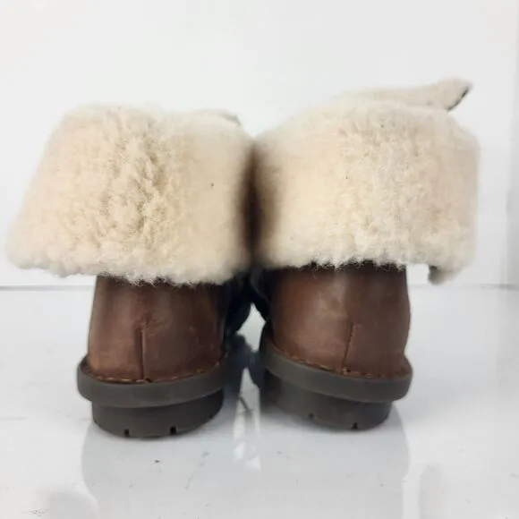 Born Blaine Shearling waterproof Ankle Boots Brown Leather Size 8 M