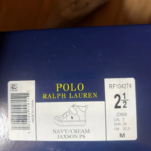 Boy's Polo Ralph Lauren Sneakers, Size 2.5, Navy