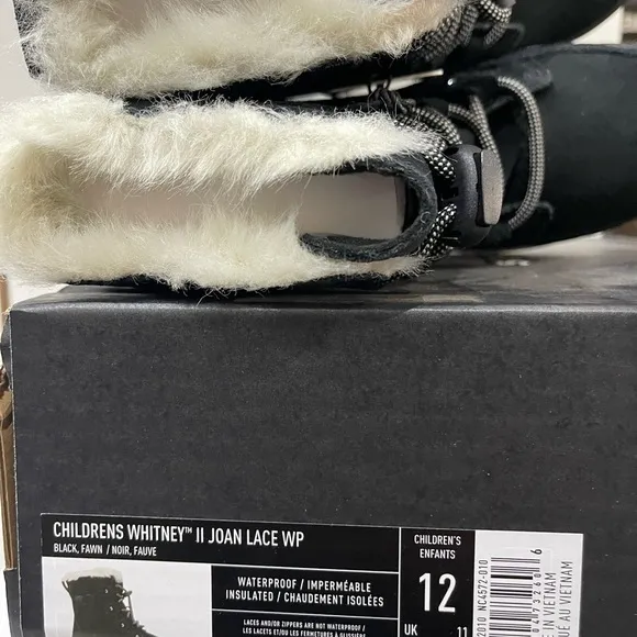 Brand New Sorel Girl's Whitney II Joan Lace WP Winter Boots Waterproof US 12