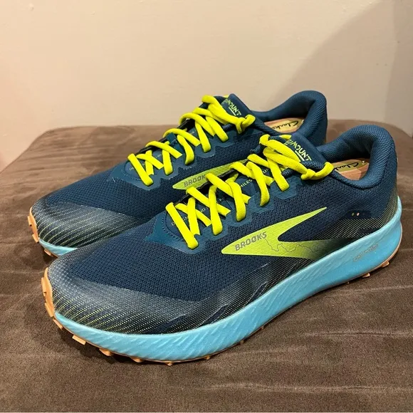 Brooks Catamount Blue/Green Speed Trail running shoes Size 11.5D