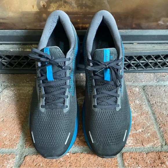 Brooks Ghost 14 Athletic Running Trail Sneakers MENS SZ 15 Black/Blue Shoes EUC!