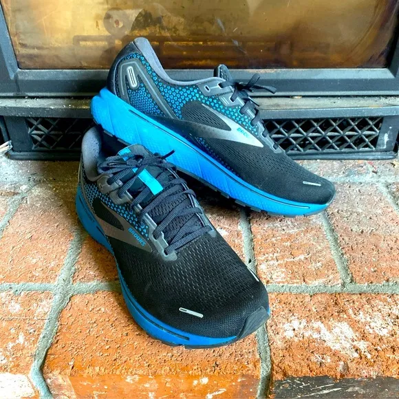 Brooks Ghost 14 Athletic Running Trail Sneakers MENS SZ 15 Black/Blue Shoes EUC!