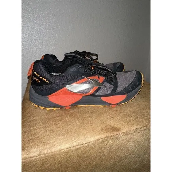 Brooks Men's Size 8.5 Cascadia 13 GTX GoreTex Black Red‎ Trail Shoes