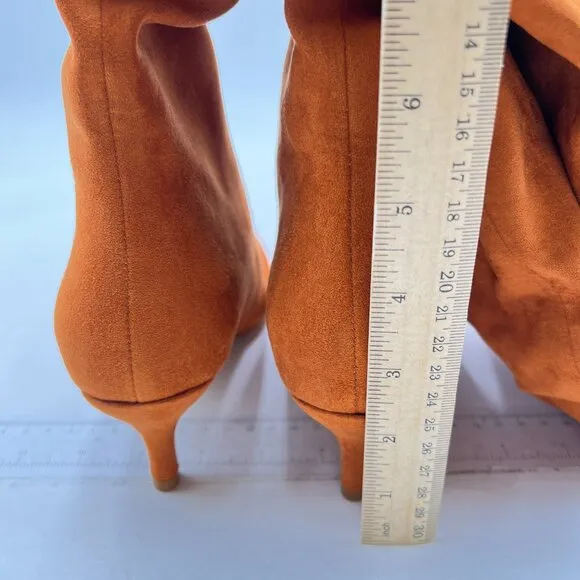 Brown Women Comfortable Low Heel Pull on Stylish Knee High Boots Square Toe Boot