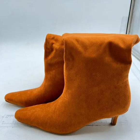 Brown Women Comfortable Low Heel Pull on Stylish Knee High Boots Square Toe Boot