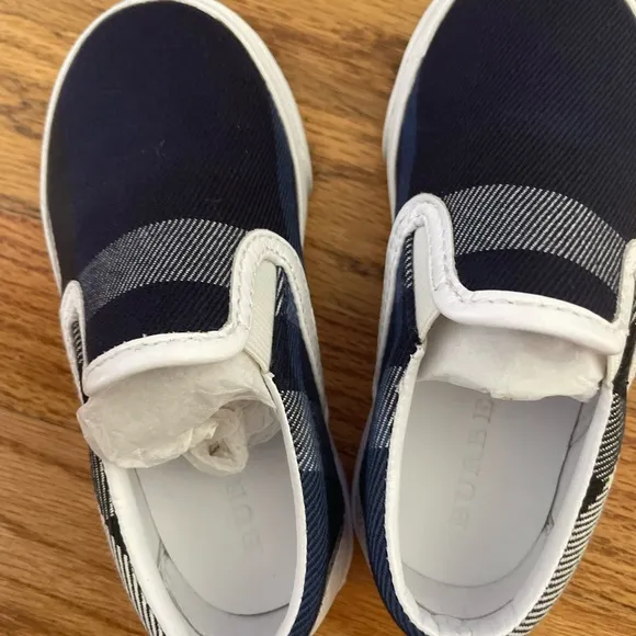 Burberry Navy Blue Kids Slip-On Shoes