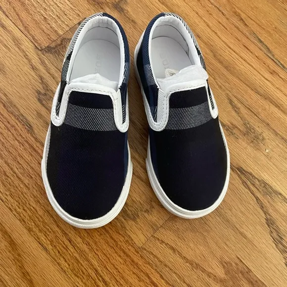 Burberry Navy Blue Kids Slip-On Shoes
