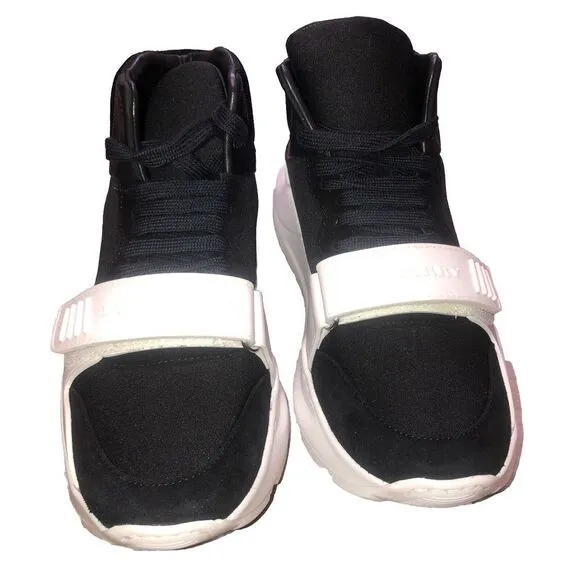 BURBERRY REGIS SUEDE  NEOPRENE HIGH TOP SNEAKERS BLACK/WHITE‎ SHOES 39 9