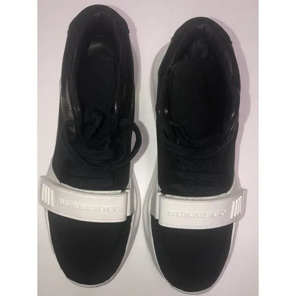 BURBERRY REGIS SUEDE  NEOPRENE HIGH TOP SNEAKERS BLACK/WHITE‎ SHOES 39 9