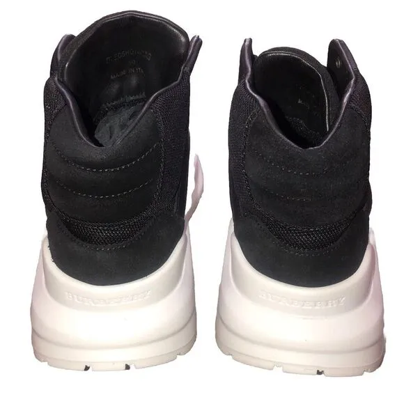 BURBERRY REGIS SUEDE  NEOPRENE HIGH TOP SNEAKERS BLACK/WHITE‎ SHOES 39 9