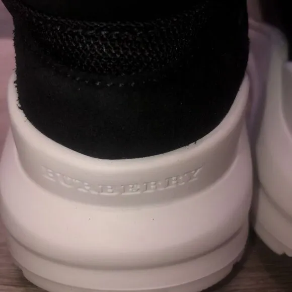 BURBERRY REGIS SUEDE  NEOPRENE HIGH TOP SNEAKERS BLACK/WHITE‎ SHOES 39 9