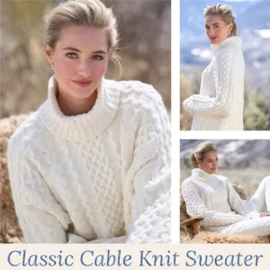 Cable Knit Turtleneck Sweater Soft Neutral Oversized Slouchy Ivory Size Medium