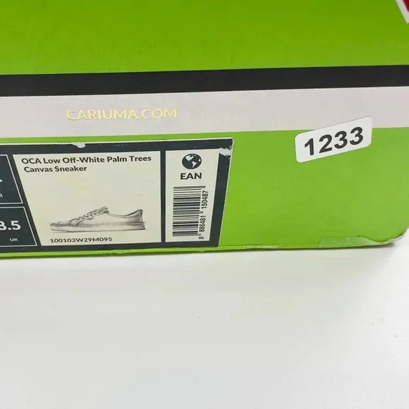 Cariuma Oca Low Top Palm Trees Sneaker Casual Shoes Off White Black Size 9.5/11