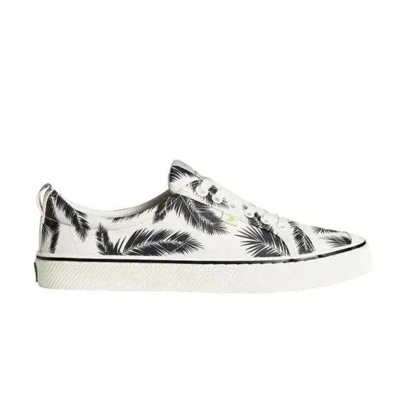 Cariuma Oca Low Top Palm Trees Sneaker Casual Shoes Off White Black Size 9.5/11