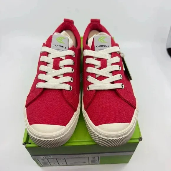Cariuma Unisex Oca Low Canvas Sneaker Shoes Lace-Up Round Toe Red Size 6/7.5