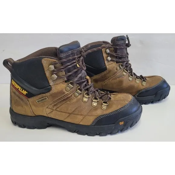 CAT -  CATERPILLAR Men's Threshold Waterproof Soft Toe Work Boot  Brown  Size 10